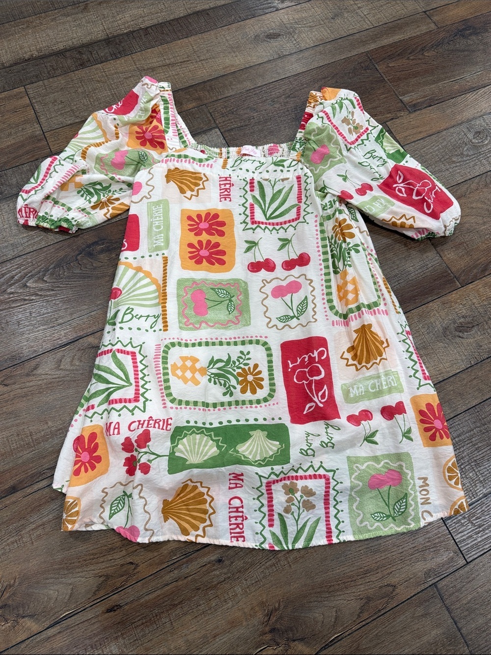 Pink Lily Cherryfic Day Flower Print Mini Dress
